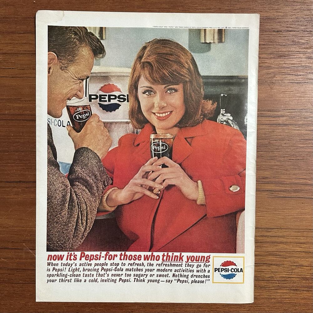 1963 Pepsi Cola For Those Who Think Young Vintage Print Ad